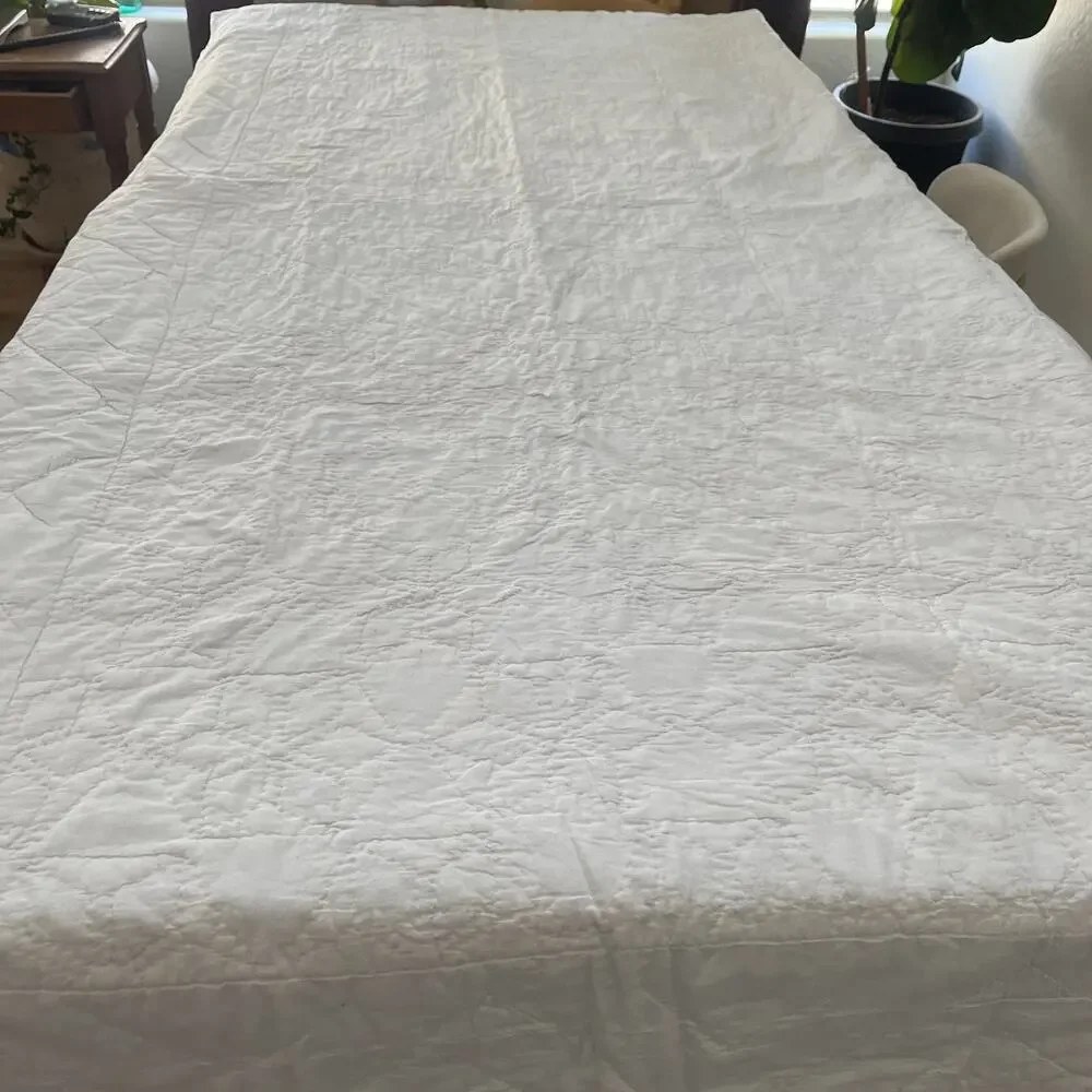 Hand Quilted Star Patchwork Cotton Quilt Bedspread 98